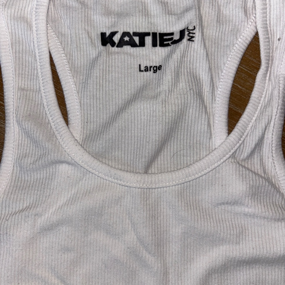 Katie J NYC Classic White Ribbed Tank Top